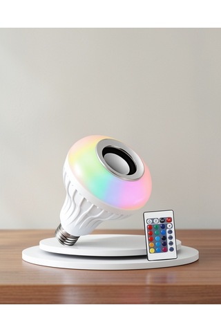 Bluetooth Hoparlör Rgb Led Lamba Kumandalı Renkli Ampul