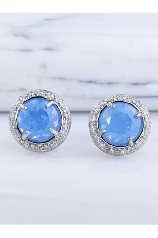 Alekseev Jewellery 925 Ayar Gümüş Aytaşı Taşlı Pırlanta Küpe 250099146 beyaz