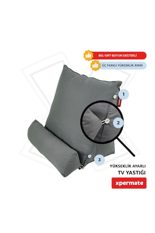 Xpermate Sırt, Bel, Boyun Destekli TV Okuma Yastığı Ameliyat Sonrası Antrasit