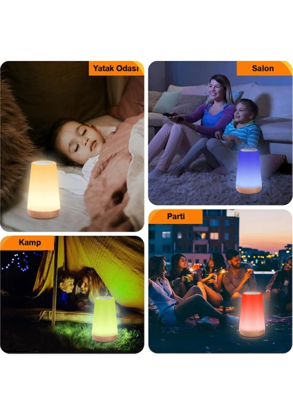 Rgb Dokunmatik Led Gece Lambası 12 Renkli Uzaktan Kumandalı Masa Lambası Ortam Aydınlatma Lambası Çok Renkli