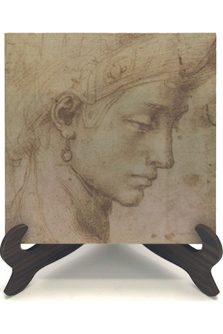 Baş Etüdü Leonardo Da Vinci Baskılı Mdf Masaüstlük 10x10 532