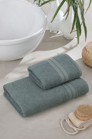 Veramoni Kai 2'li Banyo Havlu Seti Pamuklu Çeyiz Seti - Yeşil