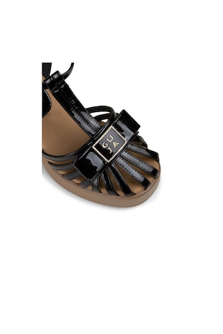 Deery Kadın Siyah Rugan Platform Topuklu Sandalet - 26491zsyhc01 Siyah