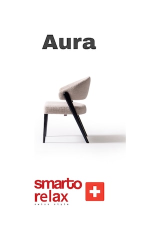 Smarto Relax Aura 2'li Yemek Masası Sandalye Seti - Ahşap/siyah Ayaklı, Krem Kumaş Krem & Siyah