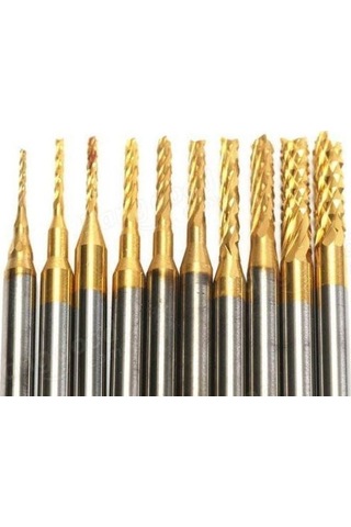 Titanyum Kaplama Tungsten Çelik Karbür Matkap Ucu 10 Adet 0.8-3mm
