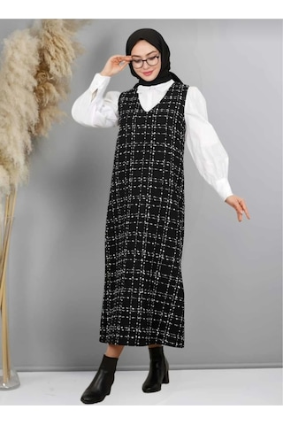 Butik Ayvitrin Kadın Tüvit Jile Elbise Siyah