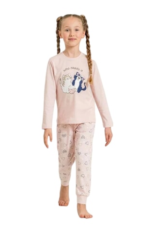 Rolypoly Rp3902g Anne Kız Uzun Kol Pijama Takım Garson Pudra