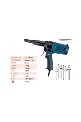 Yama TAC500 Elektrikli Pop Perçin Tabancası 3.2 - 5 MM