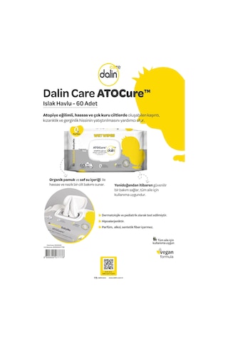 Dalin Atocure Islak Mendil 60'lı 2 Adet Islak Mendil