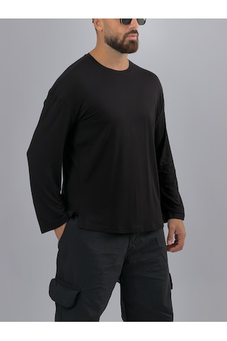 Cocopelli Siyah Bisiklet Yaka Basic Erkek Sweatshirt Coc3540