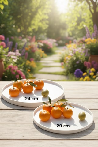 2'li Dekoratif Sunumluk Tepsi Seti 24 Cm & 20 Cm Yuvarlak Servis Tabakları 2 Adet
