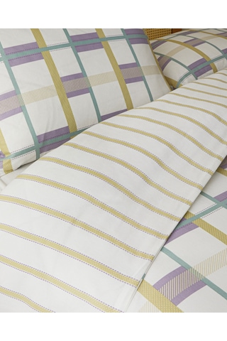 English Home Pop Grid Kolay Ütülenir Çift Kişilik Nevresim Seti 200x220 Cm Lila-yeşil