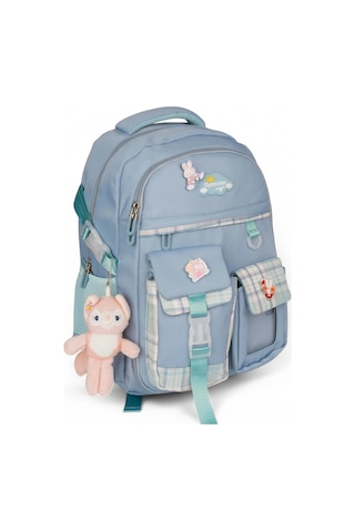 Relaxion 2174-1450 İthal Kore Tarzı Unisex Çocuk İlkokul Sırt Çantası MAvi