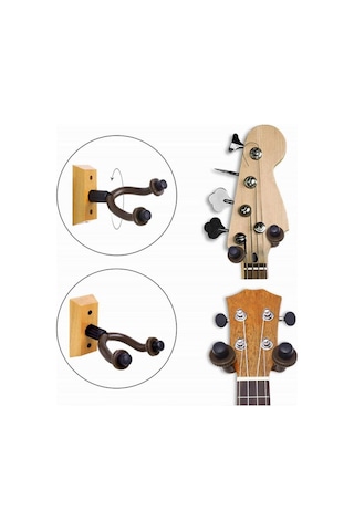 Chroma Gitar Bağlama Ukulele Duvar Askısı Standı Ahşap Yüzey + Dübel Ve Vida Dahil