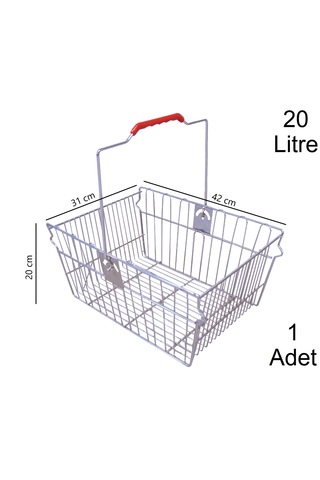 20 Litre Tel Alışveriş El Sepeti 1 Adet / En:31 Boy:42 Yükseklik:20 Cm Metal