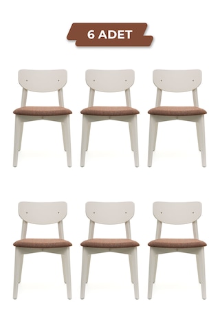 Opus Beyaz Ahşap 6'lı Mutfak Salon Yemek Odası Sandalyesi
