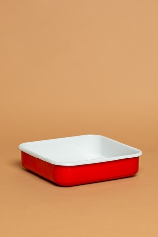 La Vita Rossa Vintage Emaye Kare Kırmızı Fırın Kabı Ebutay Kırmızı