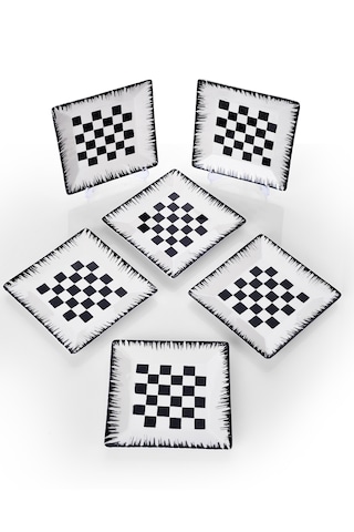 Piatti Naturali 6'lı Dama Tatlı Tabak Seti Sunum Servis Pasta 15 Cm