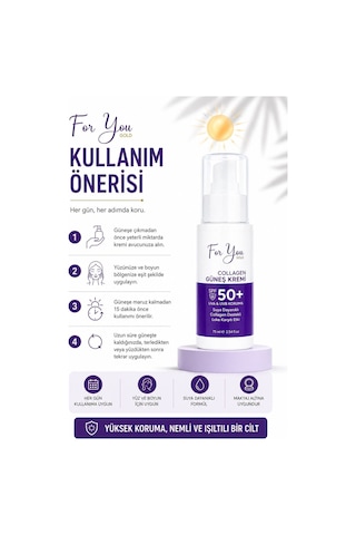 Collagen Destekli, Leke Karşıtı, Yüksek Koruma Ton Eşitleyici Spf+50 Yüz Ve Vücut Güneş Kremi 75 Ml