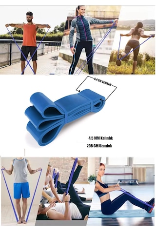 2'li Set 208 Cm Direnç Lastiği Mavi Ve Yeşil - Orta Veağır 2080x45/64x0.45 Mm Yeşil - Mavi