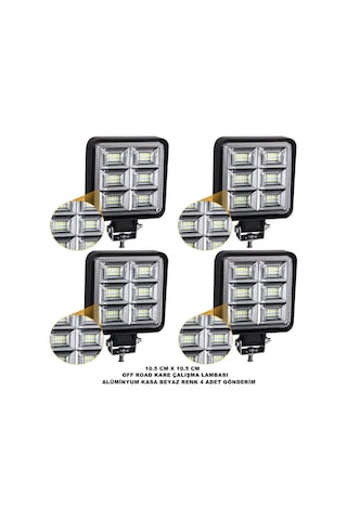 Off Road Kare Çalışma Lambası BEYAZ 48 Led 10,5x10,5 cm 4 Adet
