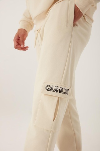 Quhox Erkek 3 İplik Jogger Eşofman Altı Ekru