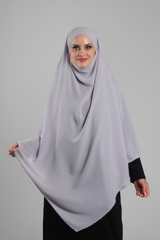 Hürrem Bone Gri Pratik Hazır Geçmeli Tesettür Eşarp Krep Bağcıklı Sufle Hijab 2313 15 Gri
