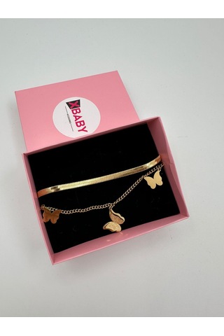 Xbaby Kelebek Figürlü Gold Çelik Bileklik Gold