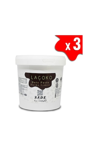 Laçoko Kova Şekersiz Katkısız Vegan Doğal Hurma Ezmesi Hurma Dolgusu Hurma Püresi 3 x 1 KG