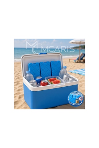 3'lü Kilitli Buz Aküsü Seti - Dondurucu Buz Kasedi Ice Box Soğutucu Blok Mavi Beyaz