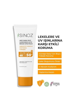 Sinoz Koyu Leke Karşıtı Spf 50+ Yüz Güneş Kremi 50 Ml
