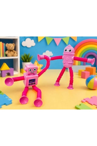 Eğlenceli Vantuzlu Uzayan Robot - Pembe