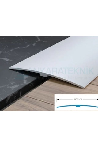 Premium Geniş Alüminyum 6 Cm Kapı Eşik Profili, Parke Çıtası, Kapı Eşiği, Mat Gümüş Gri 90 Cm