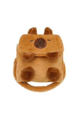 "kapı Bara Peluş Sevimli" Omuz Çantası-kahverengi- Kapybara Okul Çantası Kahverengi Kapbara Okul Çantası Kahverengi