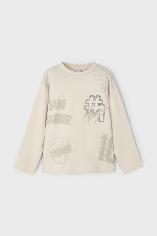 Erkek Çocuk Basketbol Temalı Grafik Baskılı Uzun Kollu T-shirt - Bej SIYAH