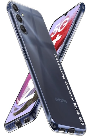 Samsung Galaxy Uyumlu M34 Kamera Korumalı Süper Silikon Şeffaf Kılıf