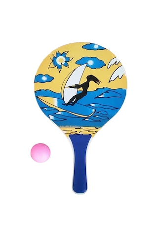 Beach Ball Tahta Raket Iki Adet Raket Bir Adet Top Mevcut. Çok Renkli