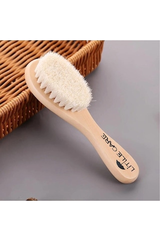 Doğal Keçi Kılı Bebek Fırçası ve Tarağı + Kese