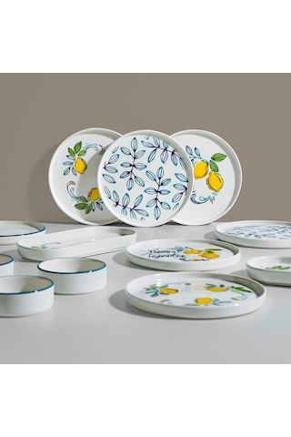 Nehir Sour Lemon 6 Kişilik 15 Parça Seramik Kahvaltı Takımı Beyaz