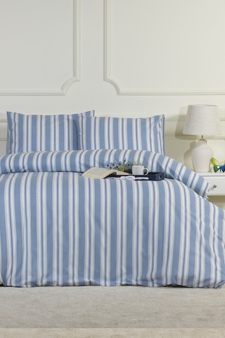 Elart Scatt Nevresim Takımı Çift Kişilik Lastikli Çarşaf 200x220 Cm Mavi MAVI