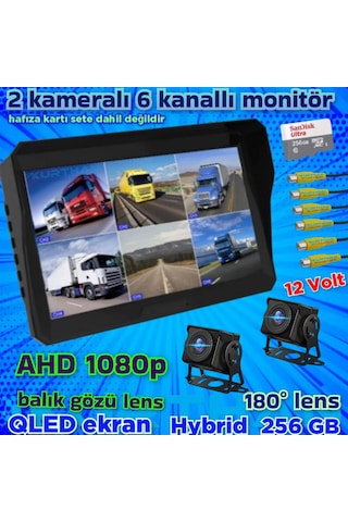 2 Adet 1080p Ahd 180 Balık Gözü Kamera 6 Kanallı 10'' Dvr Ekran