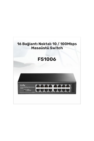 Cudy FS1016 16 Port 10/100 Mbps Metal Rackmount Masaüstü Switch
