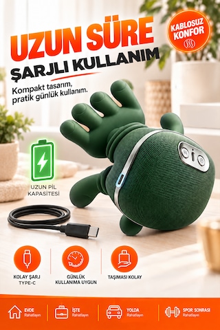 Relaxus Şarjlı Isıtmalı Boyun Masaj Aleti El Hisli Parmakla Yoğurma Teknolojili Omuz Sırt Bacak Masaj Cihazı