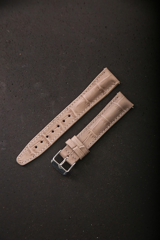 Hakiki Deri 18mm Akıllı Pimli Saat Kordonu Bej