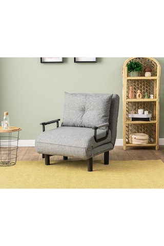 Pafu Sento Tekli Katlanır Yataklı Koltuk - Keten Açık Gri Açık Gri