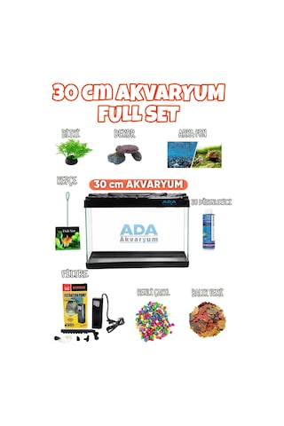 Ada Akvaryum Full Akvaryum Seti Siyah Renk 30x23x15 Cm 9 Parça Ada Akvaryum Full Akvaryum Seti Siyah Renk 30x23x15 Cm 9 Parça