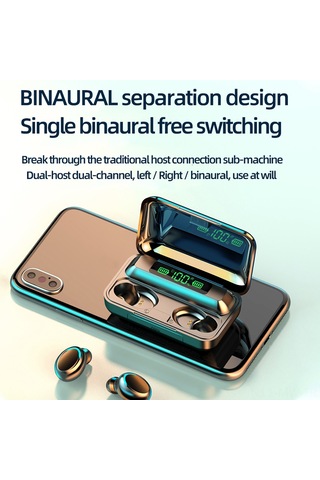 Moveevo Koyu Mavi Ipx7 Su Geçirmez Bluetooth 5.0 Spor Kulaklık, Dokunmatik Kontrol, İkili Pil Göstergeli, Taşınabilir Şarj Kutusu