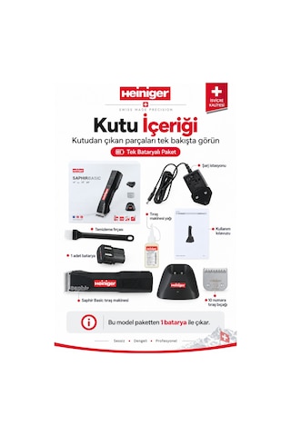 Heiniger Saphir Basic Şarjlı Evcil Hayvan Tıraş Makinesi Siyah