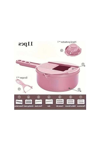 Trendooze Cloud011 Pembe 11 İ 1 Arada Manuel Mutfak Robotu, Pratik Dilimleyici Pembe