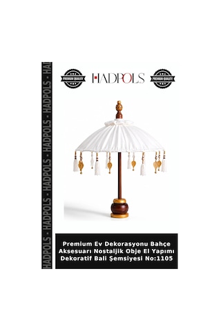 Hadpols Premium Ev Dekorasyonu Bahçe Aksesuarı Nostaljik Obje El Yapımı Dekoratif Bali Şemsiyesi No:1105 Çok Renkli